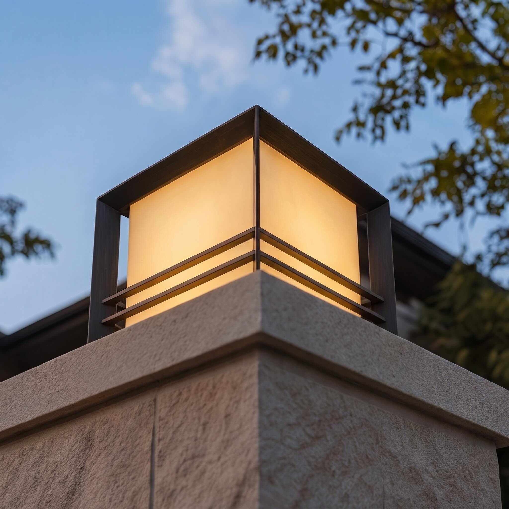 Solar & Hardwired Outdoor Pillar Light (Tri-Color LED)