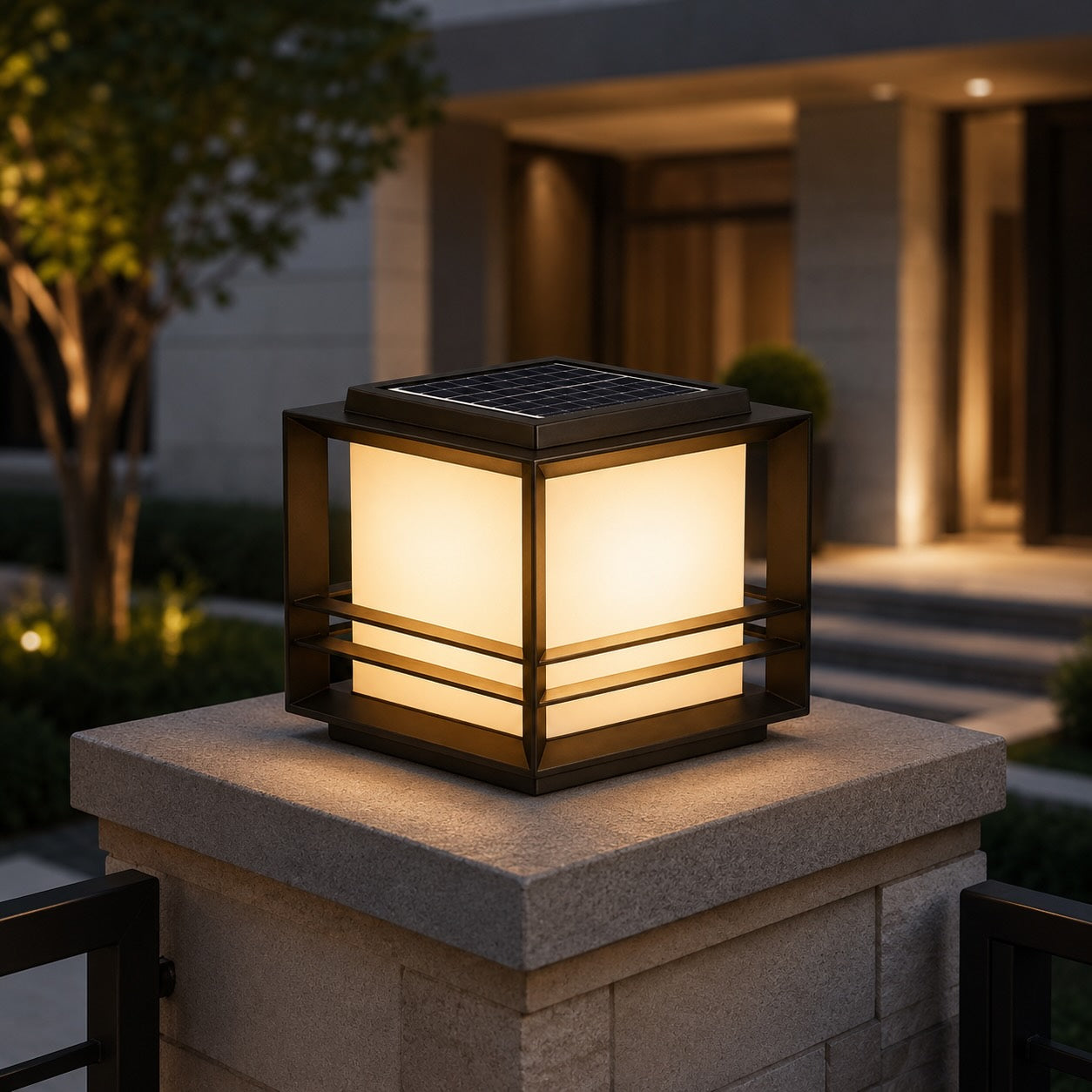 Solar & Hardwired Outdoor Pillar Light (Tri-Color LED)