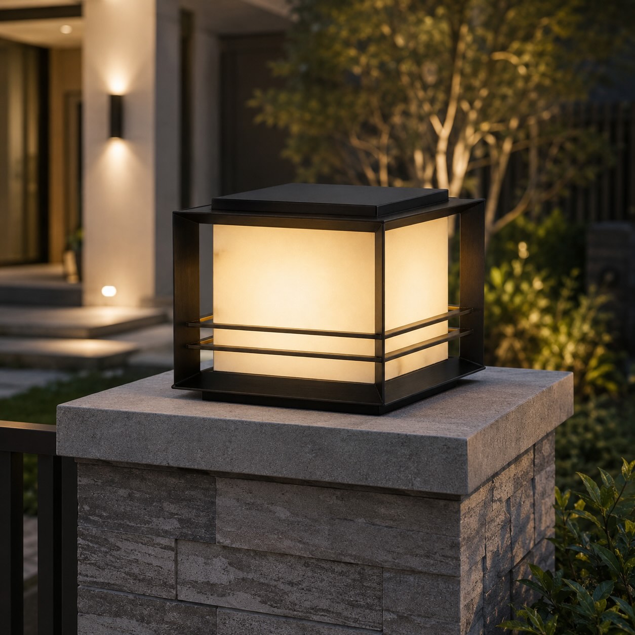 Solar & Hardwired Outdoor Pillar Light (Tri-Color LED)
