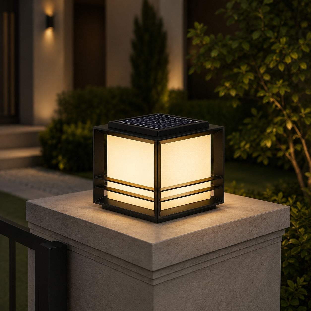 Solar & Hardwired Outdoor Pillar Light (Tri-Color LED)