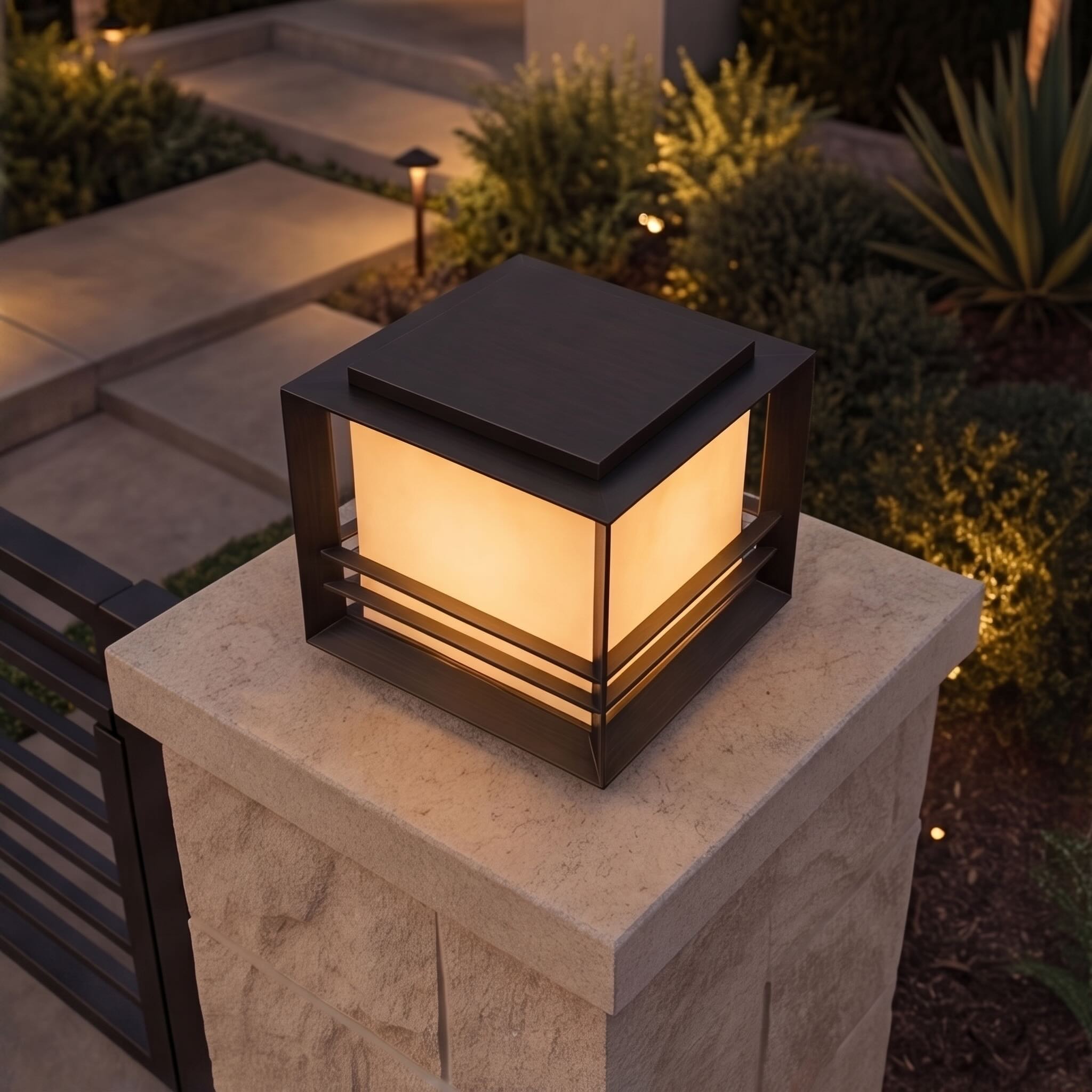 Solar & Hardwired Outdoor Pillar Light (Tri-Color LED)