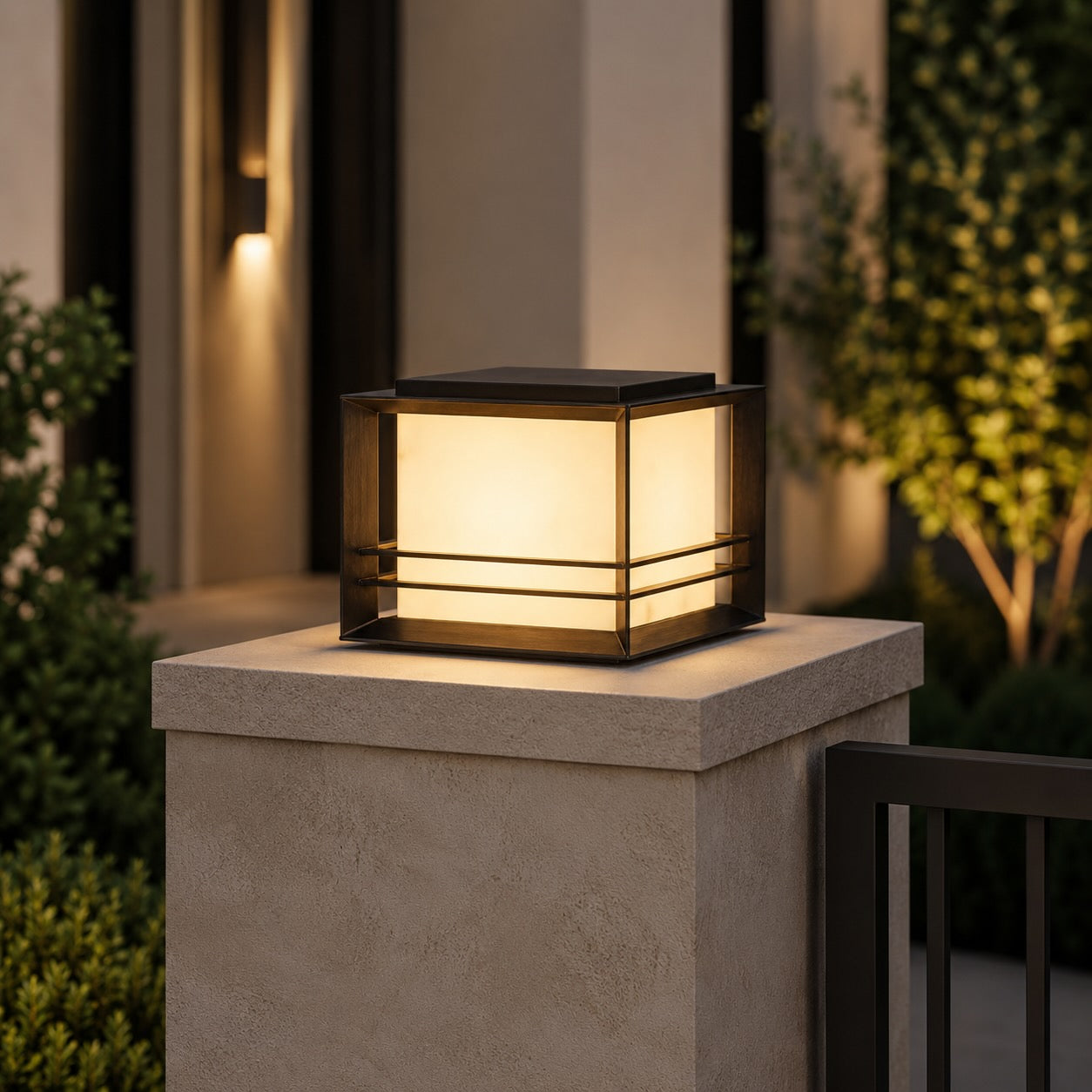 Solar & Hardwired Outdoor Pillar Light (Tri-Color LED)