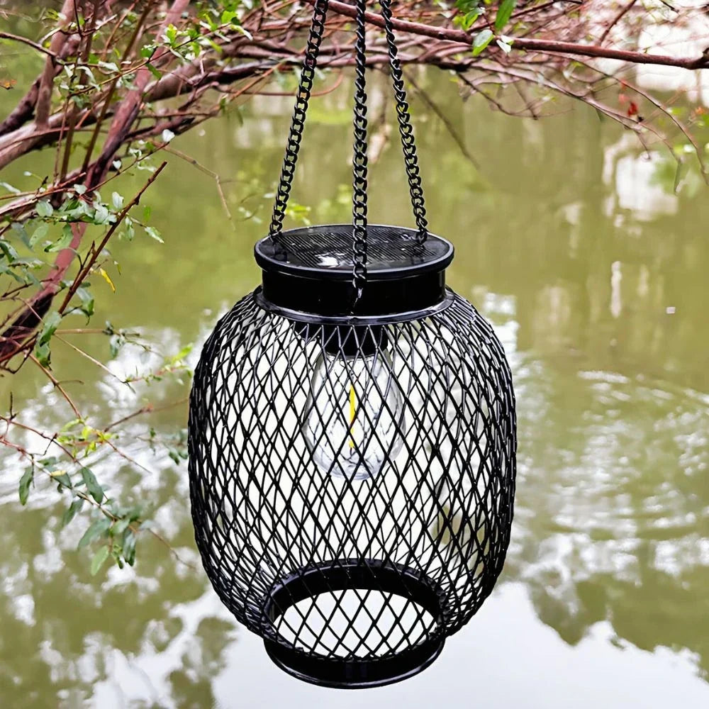Solar Lantern Automatic Dusk Sensor Weather-Resistant 14-Hour Runtime