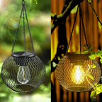 Solar Lantern Automatic Dusk Sensor Weather-Resistant 14-Hour Runtime