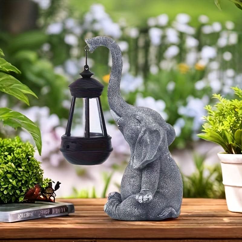 Solar Lantern Elephant Resin Warm White