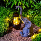 Solar Lantern Elephant Resin Warm White