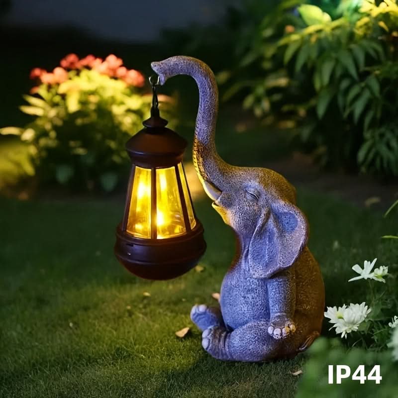 Solar Lantern Elephant Resin Warm White