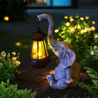 Solar Lantern Elephant Resin Warm White