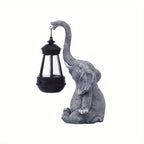 Solar Lantern Elephant Resin Warm White