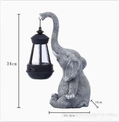 Solar Lantern Elephant Resin Warm White