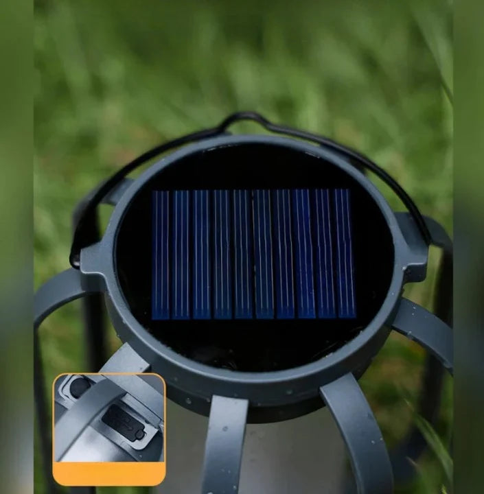 Solar Lantern Flickering Flame USB-C Rechargeable