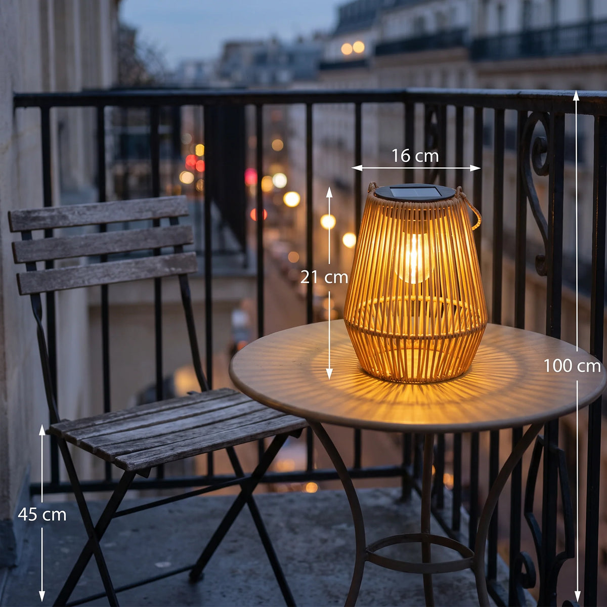 Solar Lantern Rattan Style IP65 Waterproof Automatic Dusk Sensor