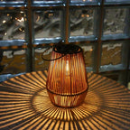 Solar Lantern Rattan Style IP65 Waterproof Automatic Dusk Sensor