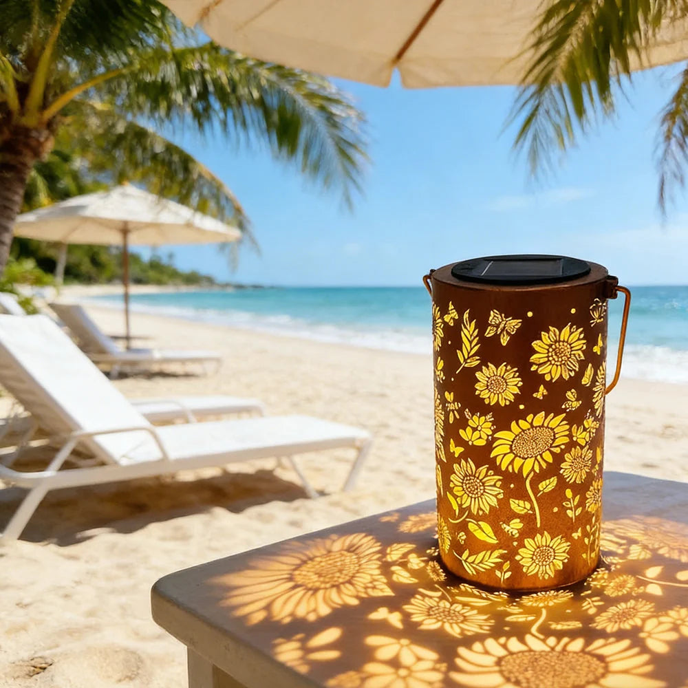 Solar Lantern Solar-Powered Pattern Projection IP55 Waterproof