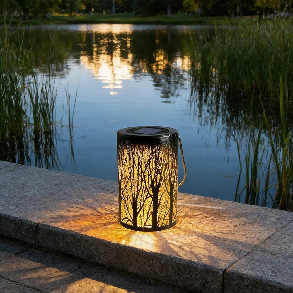 Solar Lantern Solar-Powered Pattern Projection IP55 Waterproof