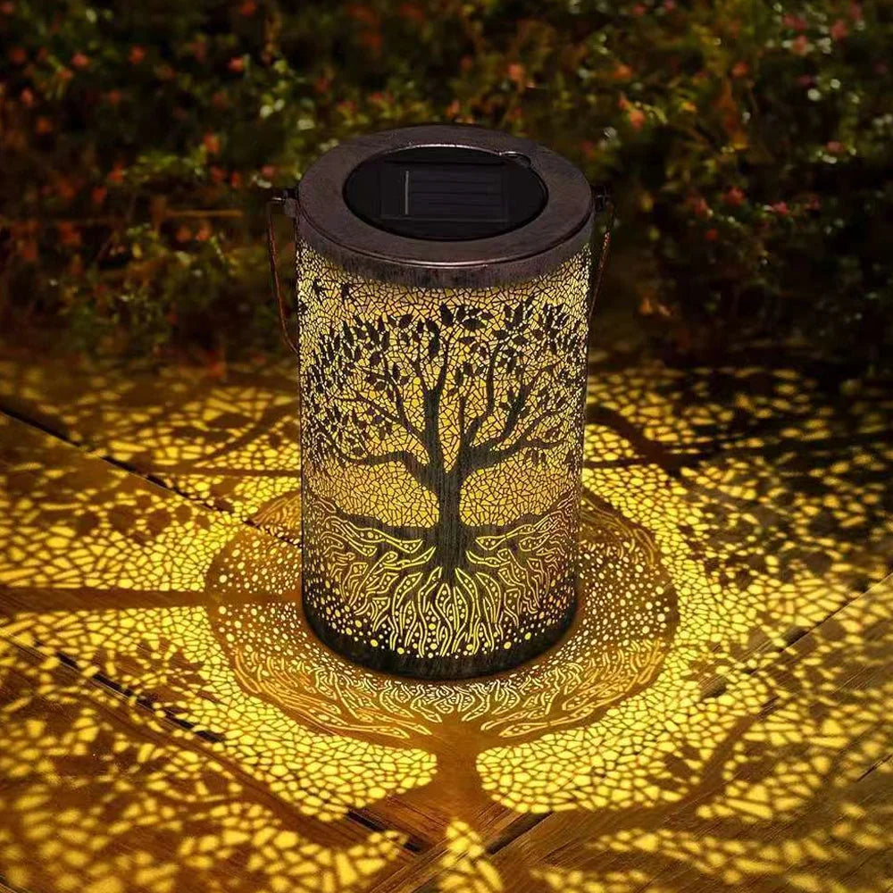 Solar Lantern Solar-Powered Pattern Projection IP55 Waterproof