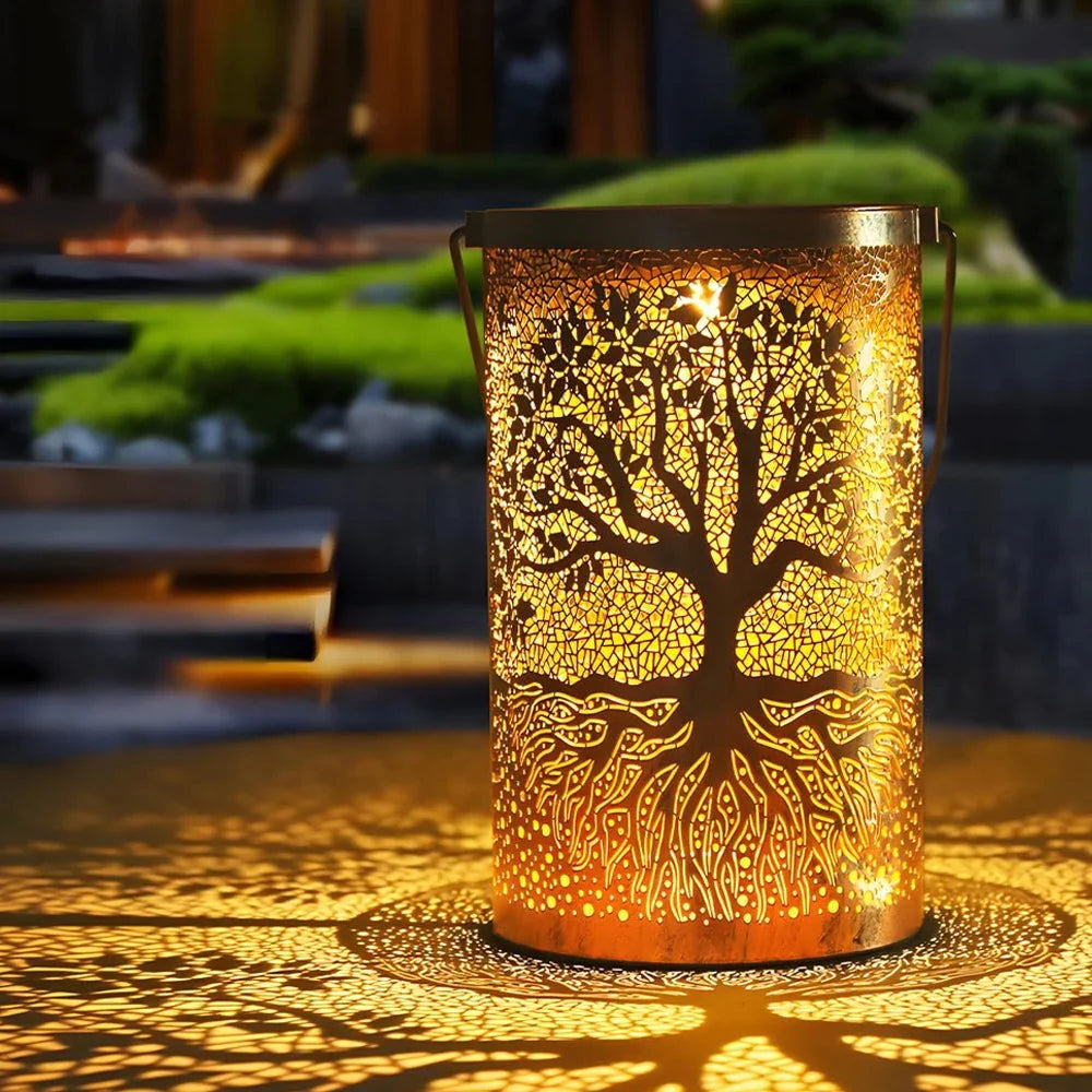 Solar Lantern Solar-Powered Pattern Projection IP55 Waterproof