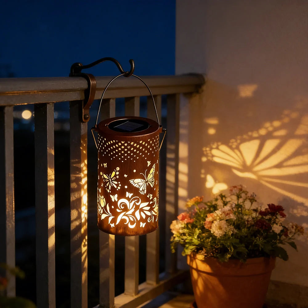 Solar Lantern Solar-Powered Pattern Projection IP55 Waterproof
