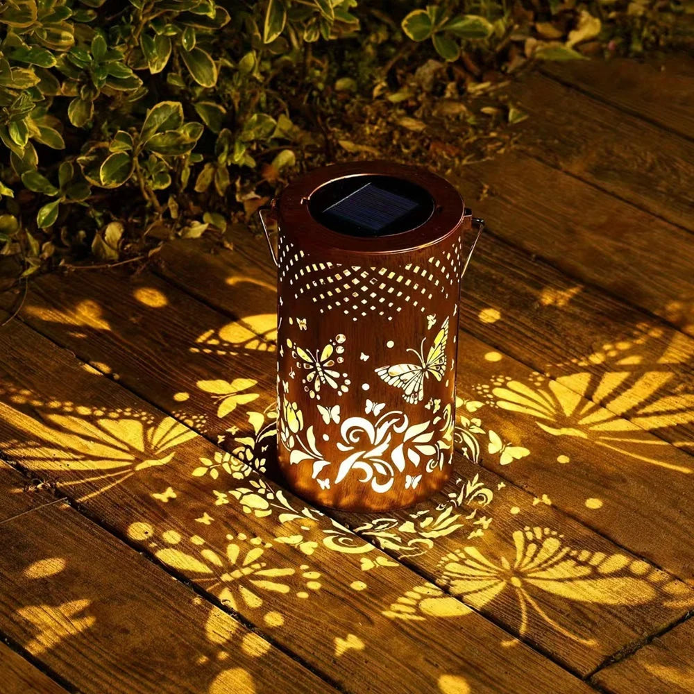 Solar Lantern Solar-Powered Pattern Projection IP55 Waterproof