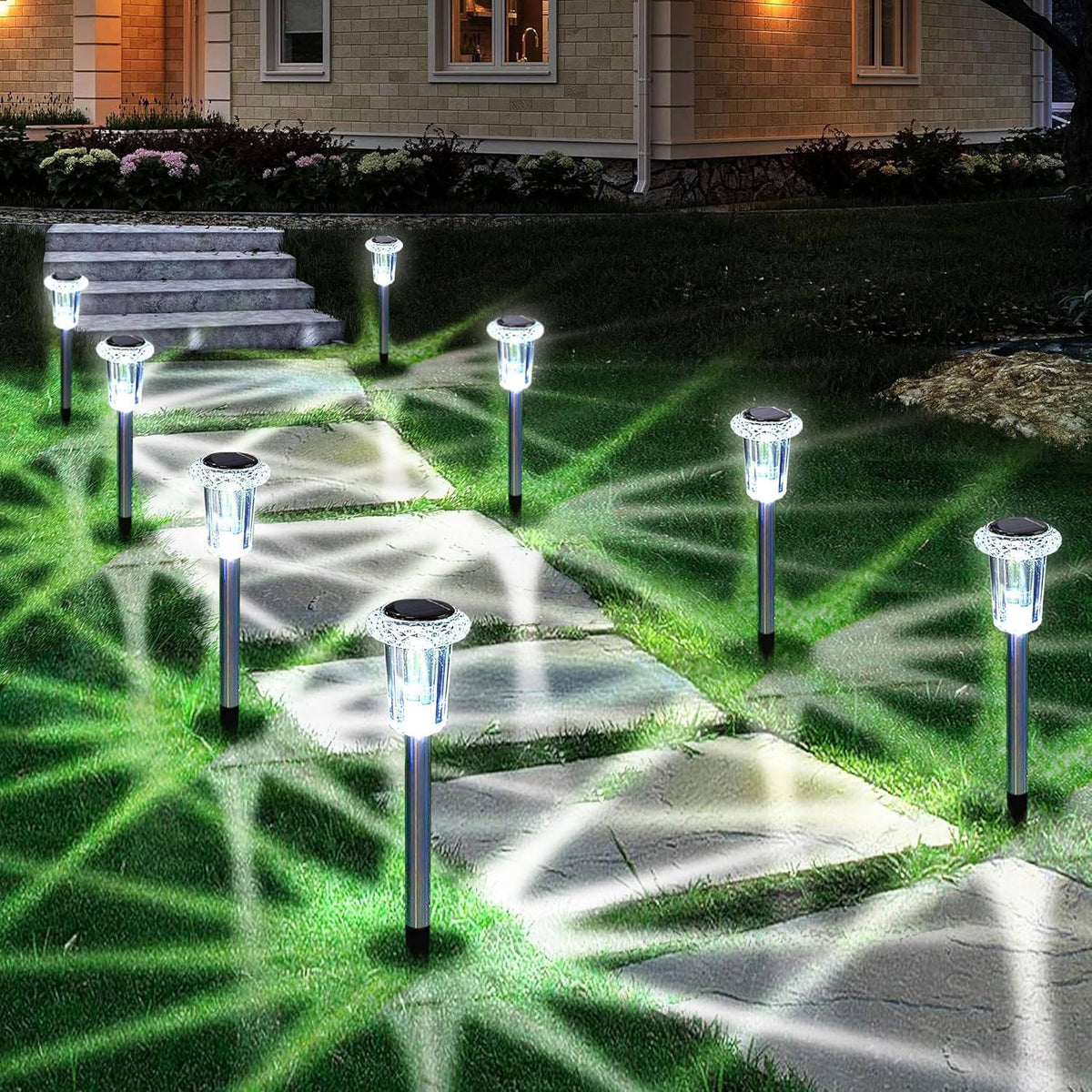 Solar Pathway Lights Dusk-to-Dawn Cool White 10-Pack