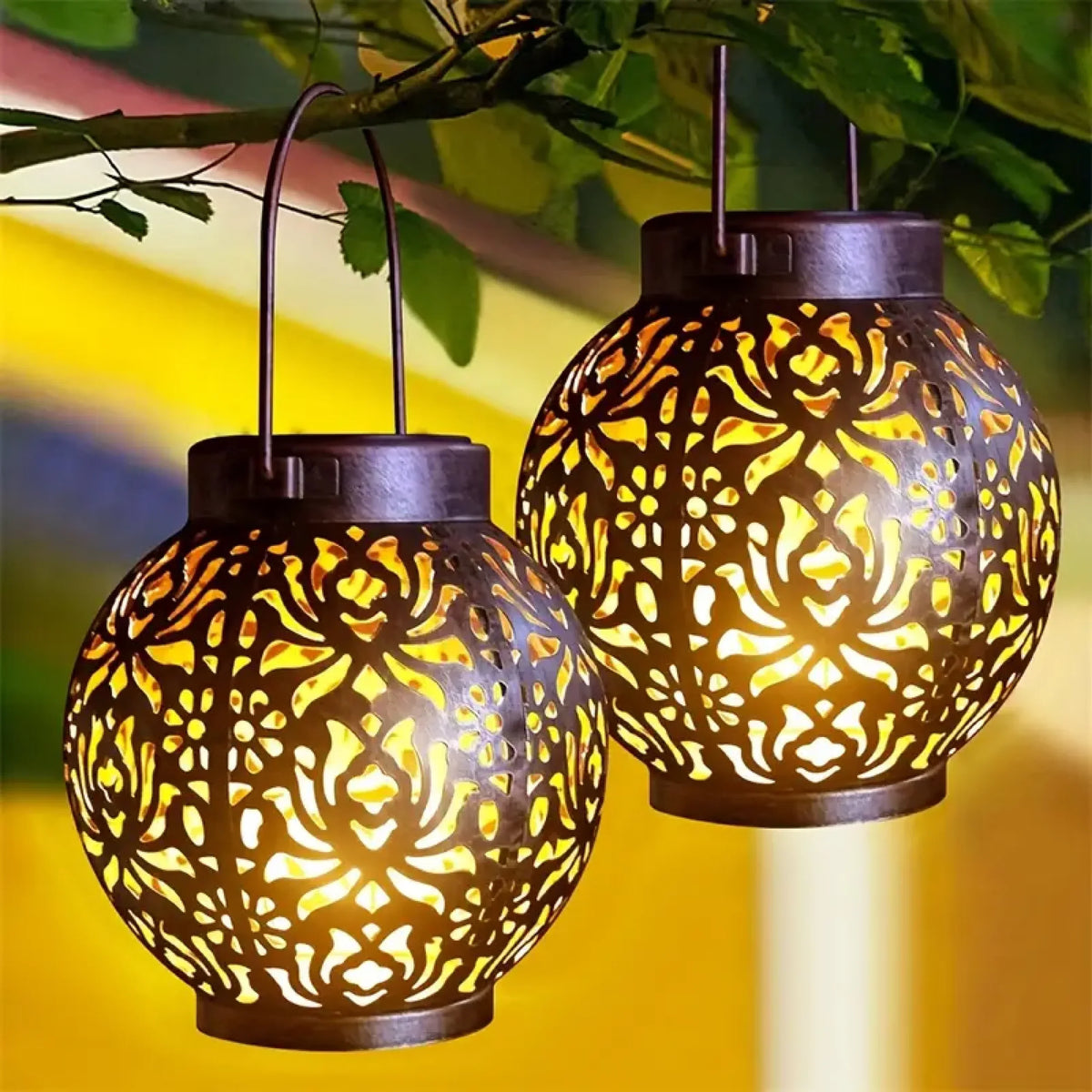 Solar Patio Light Metal Waterproof Warm Glow