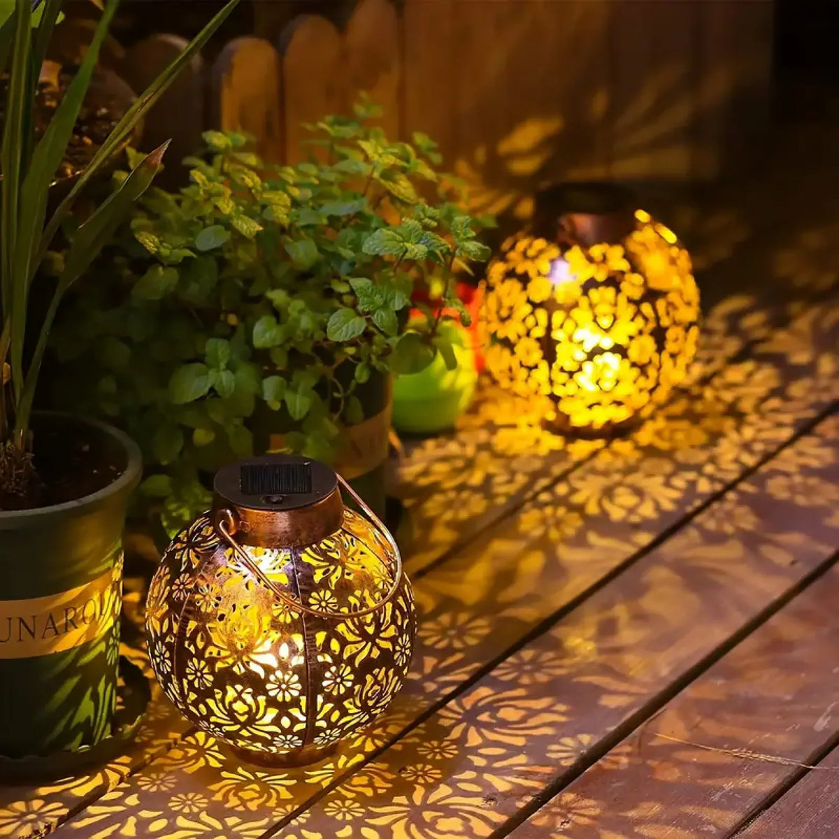 Solar Patio Light Metal Waterproof Warm Glow