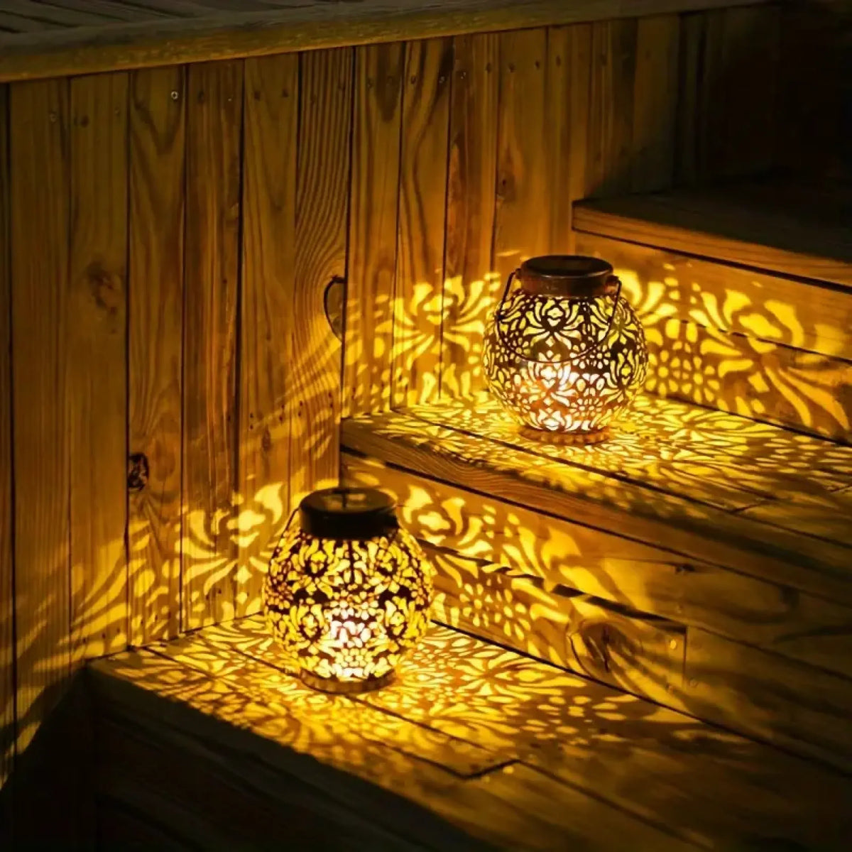 Solar Patio Light Metal Waterproof Warm Glow