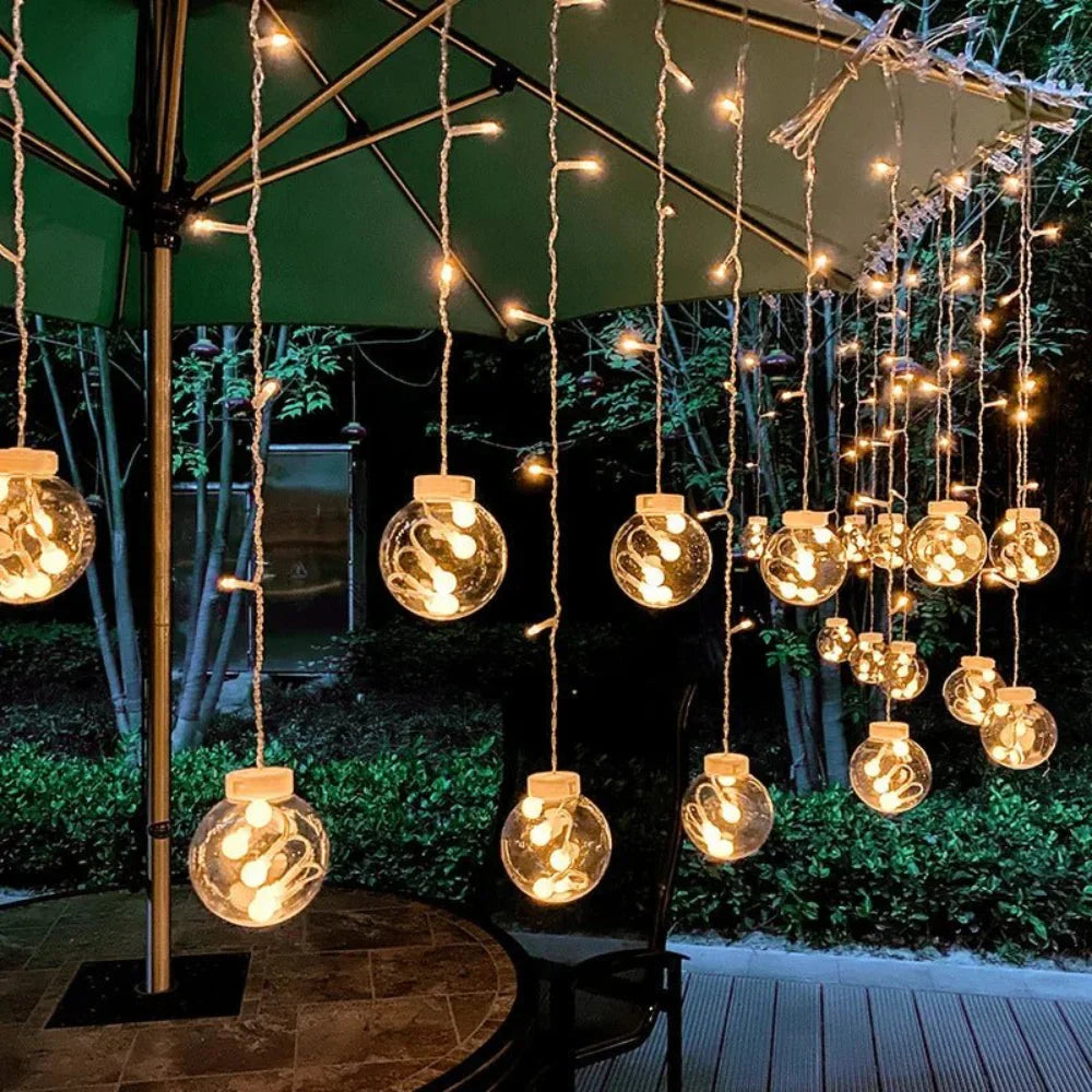 Solar Pendant String Lights Warm LED & Weather-Resistant