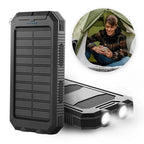 Solar Power Bank Dual USB & LED Light Splash-Resistant