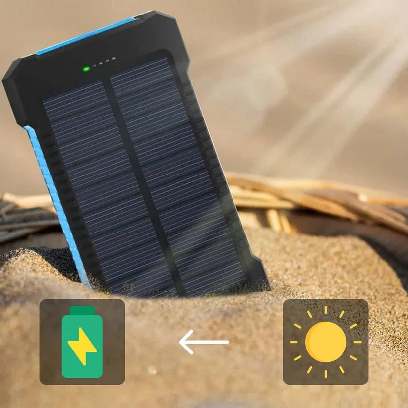 Solar Power Bank Dual USB & LED Light Splash-Resistant
