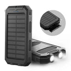 Solar Power Bank Dual USB & LED Light Splash-Resistant