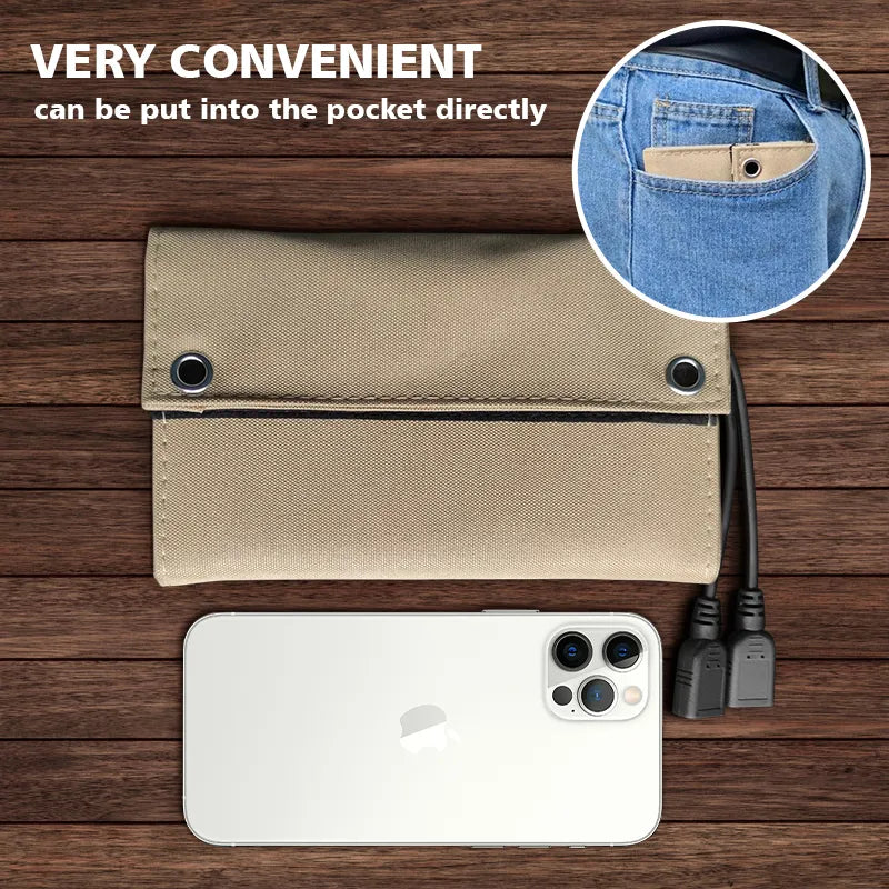 Solar Power Bank Foldable Dual USB IPX4
