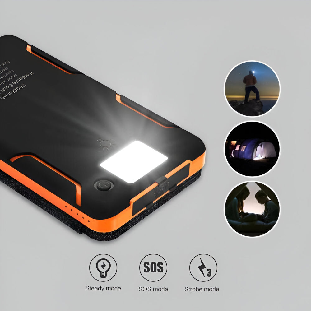 Solar Power Bank Foldable Panel & 10W Fast Charge