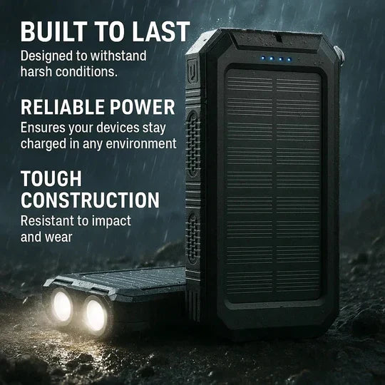 Solar Power Bank High-Capacity Waterproof Dual USB