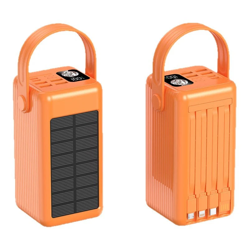 Solar Power Bank LED Display & Cable Management