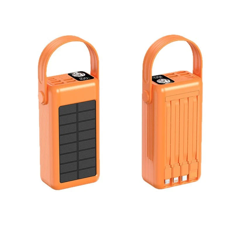 Solar Power Bank LED Display & Cable Management