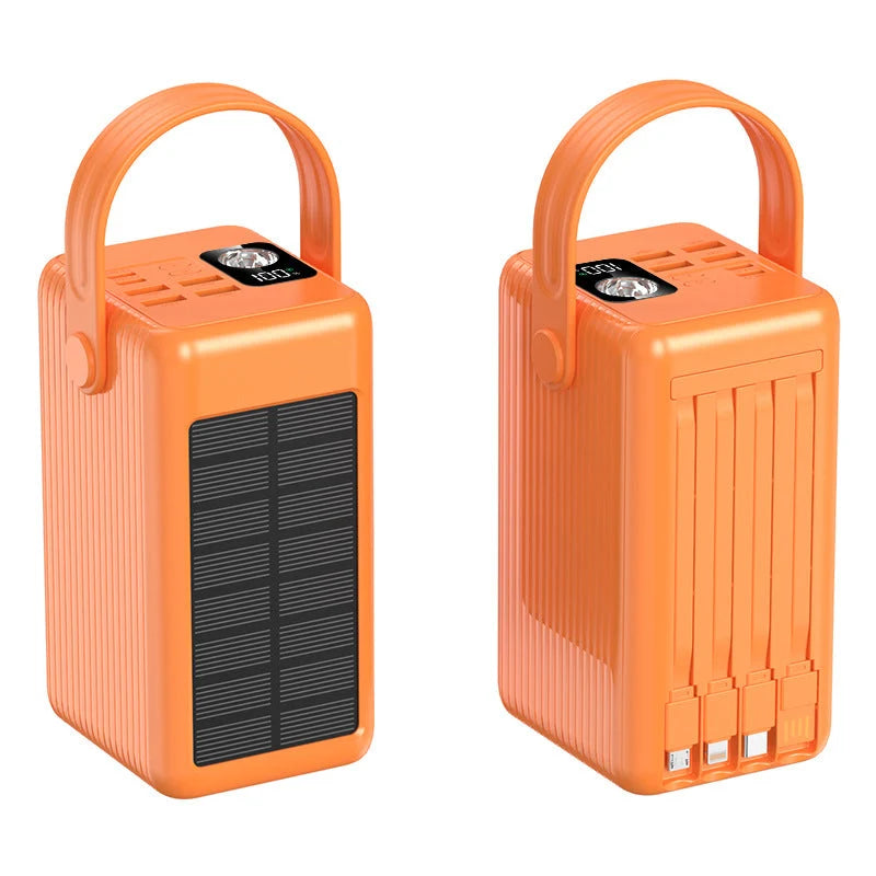 Solar Power Bank LED Display & Cable Management