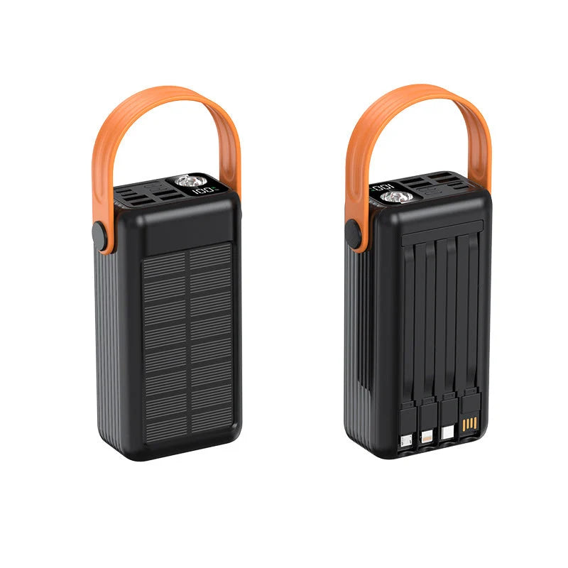 Solar Power Bank LED Display & Cable Management