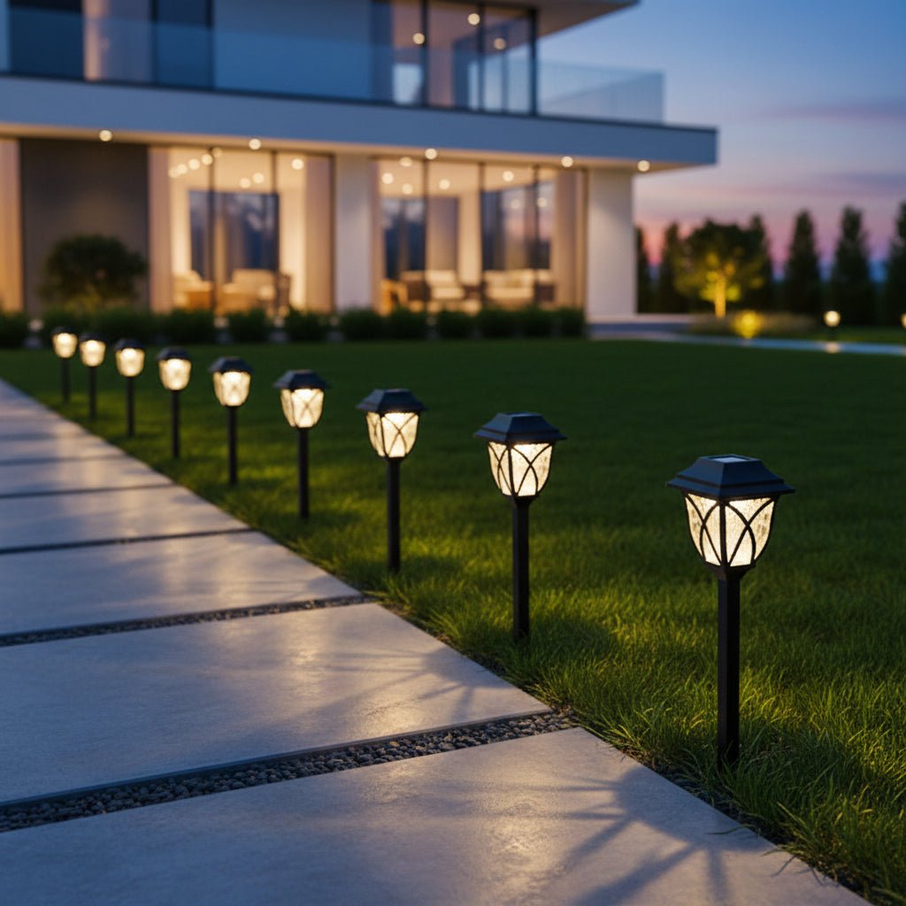 Solar-Powered Auto On/Off Cool White Pathway Lights (Up to 12-Hour Runtime)