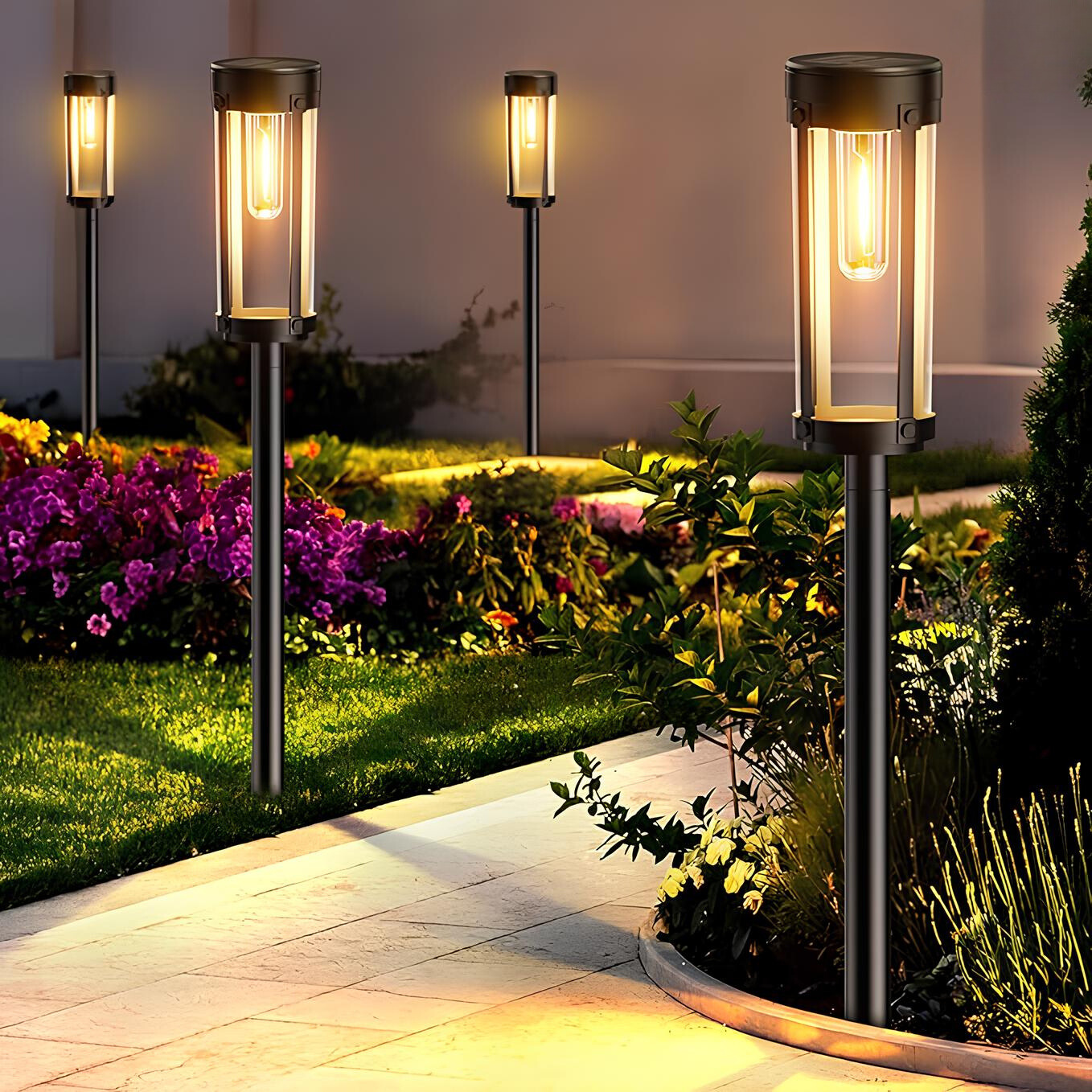 Solar-Powered Flame-Effect Pathway Torch (Spike Mount)