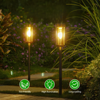 Solar-Powered Flame-Effect Pathway Torch (Spike Mount)