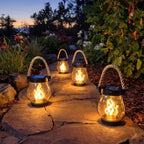 Solar-Powered Realistic LED Flame Outdoor Lantern