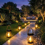 Solar-Powered Realistic LED Flame Outdoor Lantern