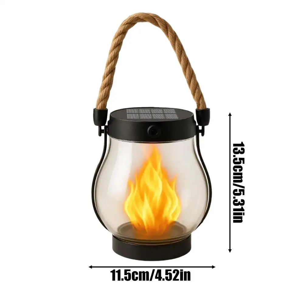 Solar-Powered Realistic LED Flame Outdoor Lantern