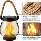 Solar-Powered Realistic LED Flame Outdoor Lantern