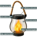 Solar-Powered Realistic LED Flame Outdoor Lantern
