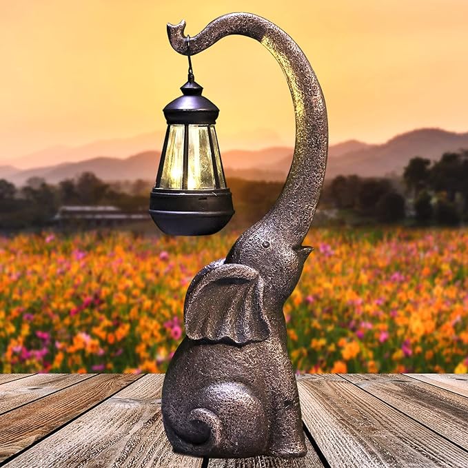 Solar-Powered Weather-Resistant Elephant Garden Lamp