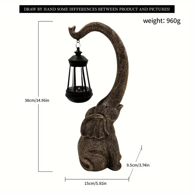 Solar-Powered Weather-Resistant Elephant Garden Lamp