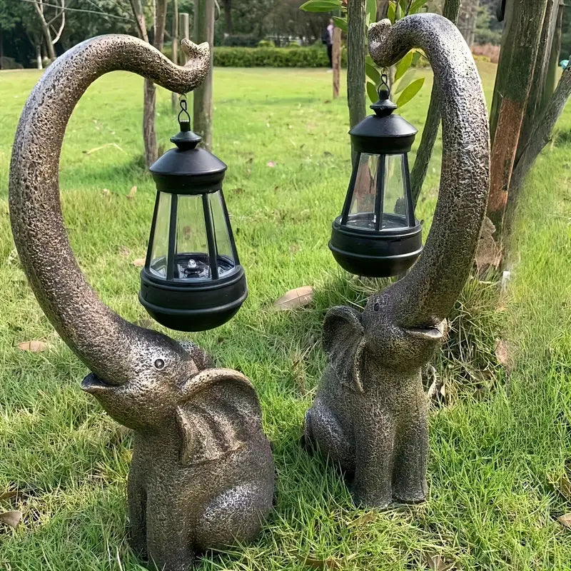 Solar-Powered Weather-Resistant Elephant Garden Lamp