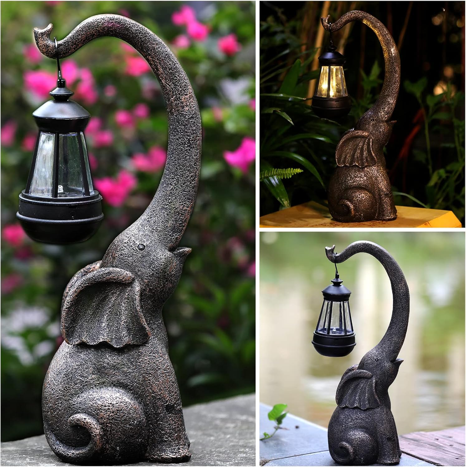 Solar-Powered Weather-Resistant Elephant Garden Lamp